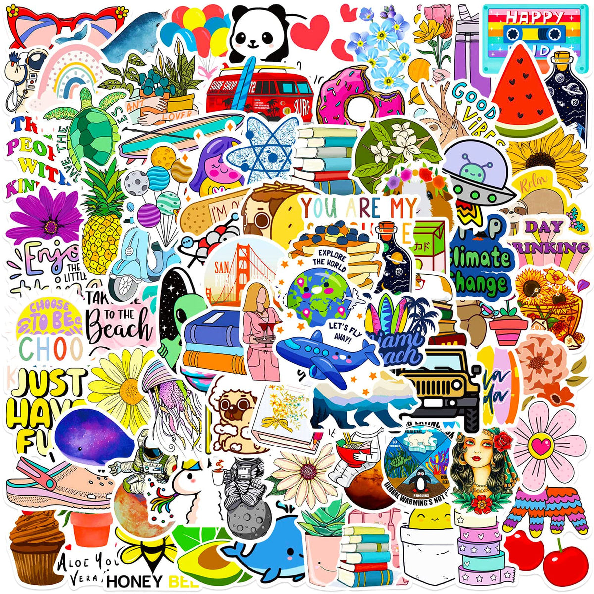 Halloween Stickers, 100Pcs Halloween Pumpkin Theme Stickers Bulk, Vinyl Waterproof Halloween Holiday Party Sticker, Halloween Holiday Gifts for Kids Teens Adults