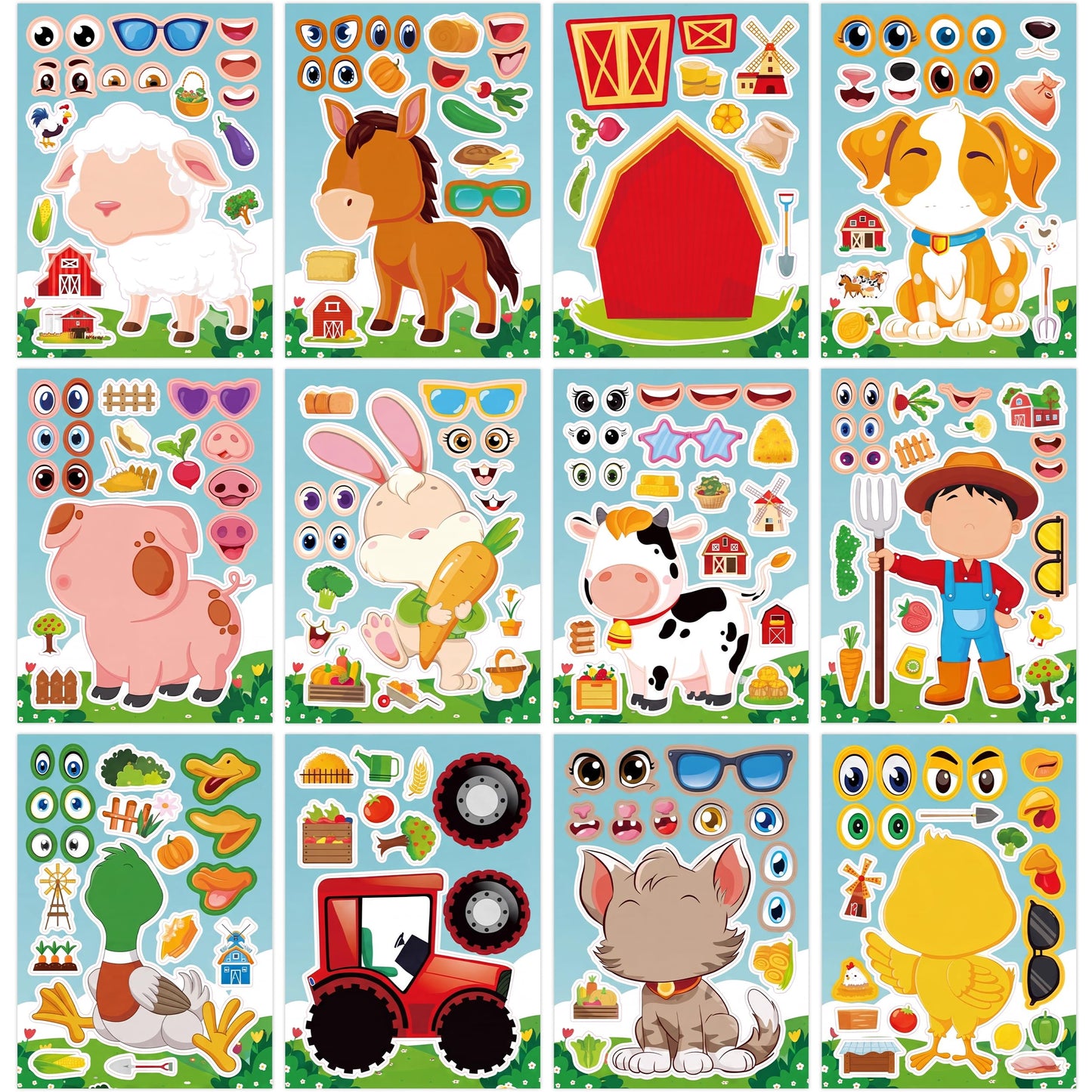 24 Sheets Ocean Animal Make a Face Stickers for Kids Party Favors