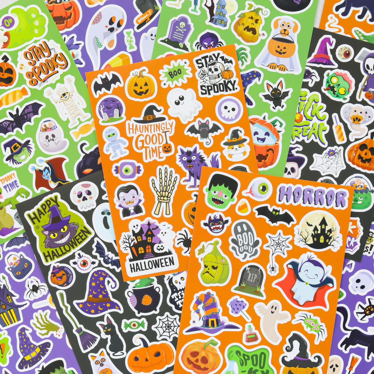 Fun Halloween Stickers for Kids - Large Set of 200 Spooky Stickers