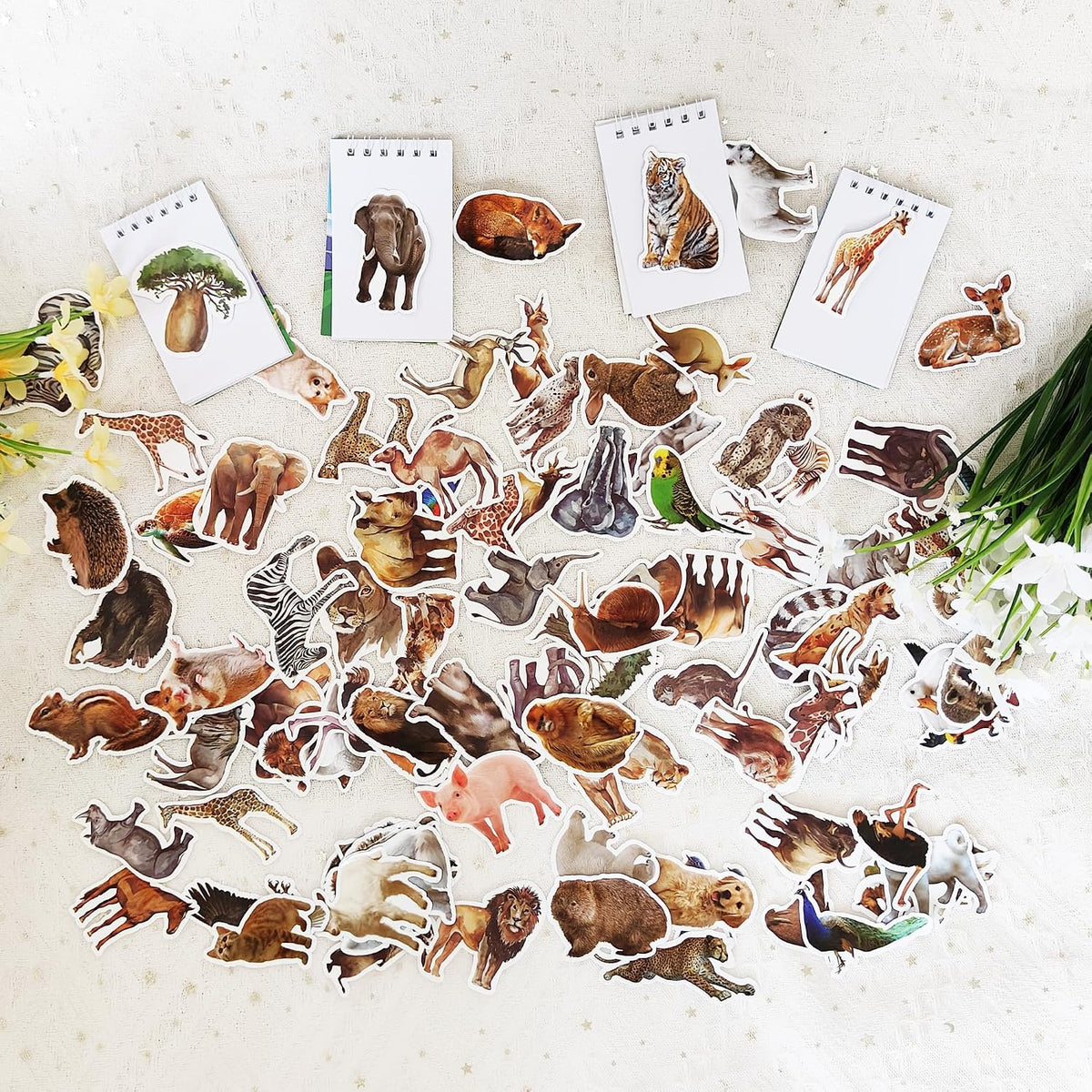 100 PCS Jungle Animal Stickers Safari Zoo Animal Wild One Stickers for Laptop Water Bottle Computer Refrigerator Luggage Phone Case Bicycle Teens (Jungle Animal)