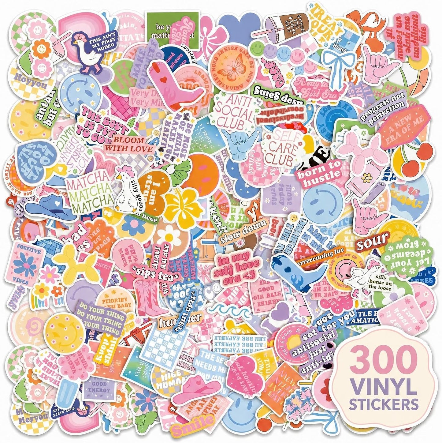 Motivational Sticker Set of 300 - Cute Inspirational Vinyl Stickers
