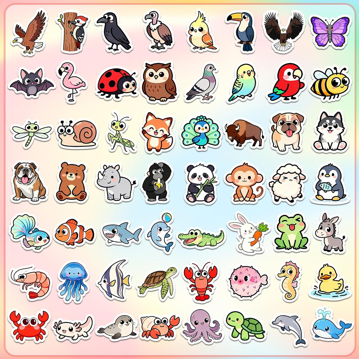110Pcs Animal Stickers for Kids, Cute Waterproof Vinyl Animal Stickers