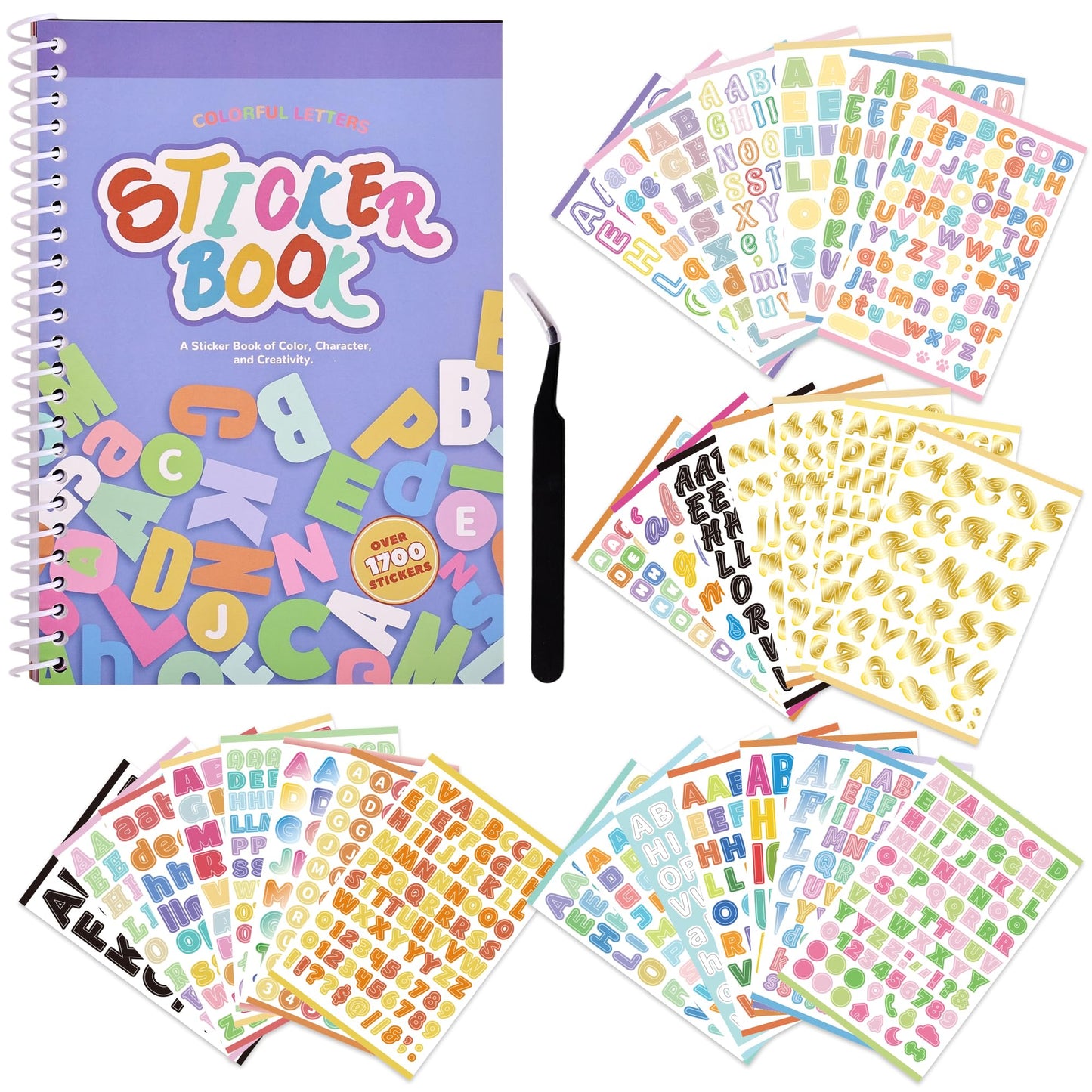 2500+ Pcs Word Stickers for Journaling, 50 Sheets Quote Sticker Gold Foil Art Scrapbook Supplies for Junk Journal, Scrapbooking Supplies for Bullet Journal Craft Small Talk Stickers for DIY Gift Card