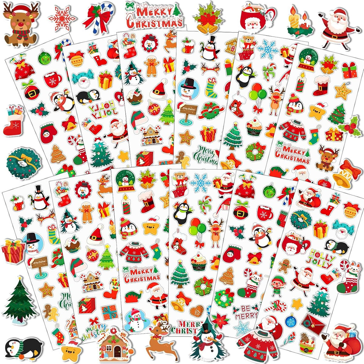 UPINS 12 Sheets Christmas Holiday Stickers 3D Puffy Foam Decals