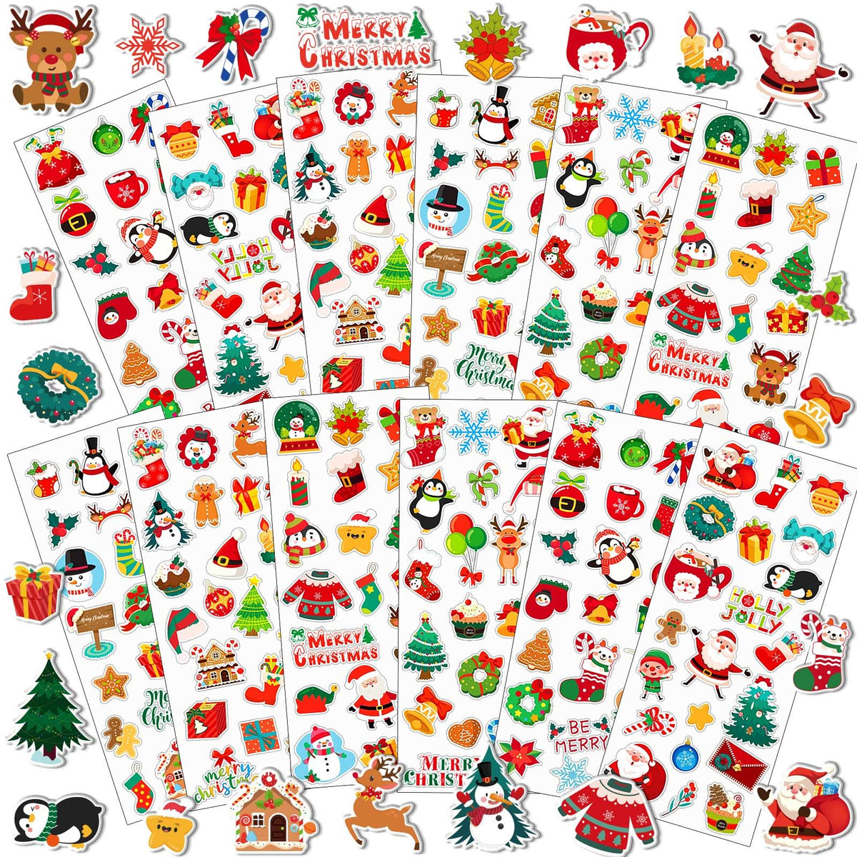 UPINS 12 Sheets Christmas Holiday Stickers 3D Puffy Foam Decals