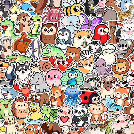 110Pcs Animal Stickers for Kids, Cute Waterproof Vinyl Animal Stickers