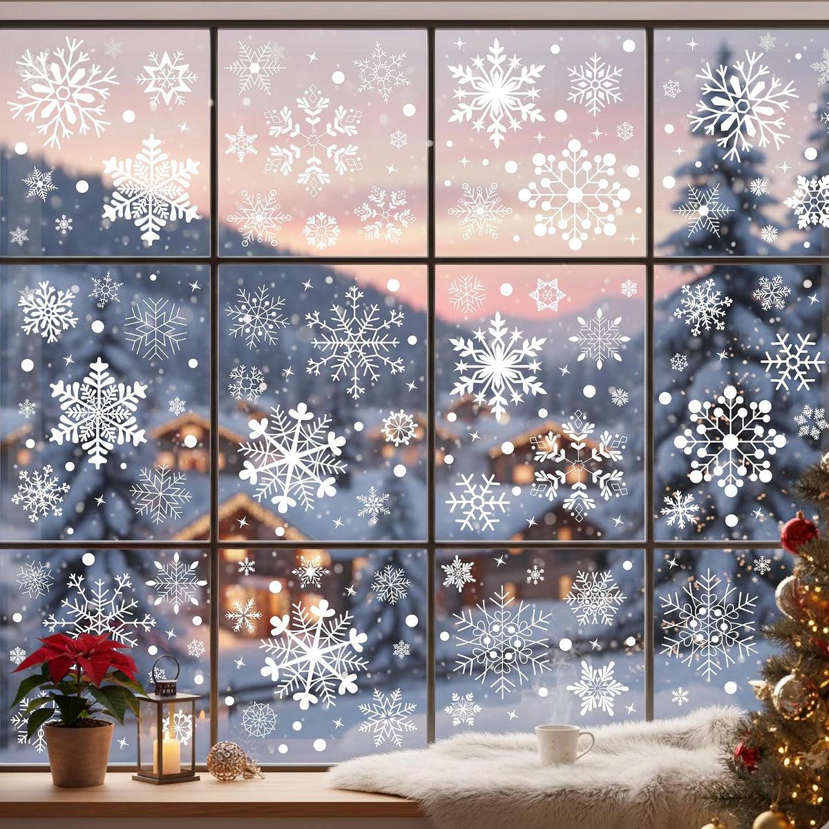 Snowflake Window Clings, Christmas Winter Window Decor