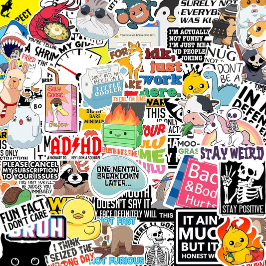 130 Pcs Funny Saying Stickers for Adults Quote Water Bottles Stickers Pack Waterproof Cool Accesory for Laptop, Bumper, Phone, Hard Hats, Wall, Window Decals