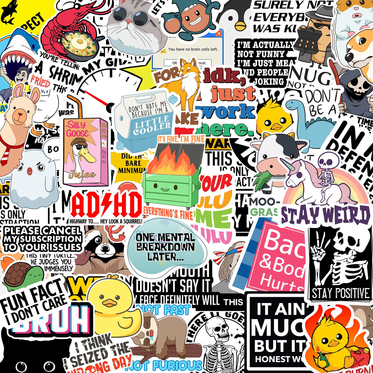 130 Pcs Funny Saying Stickers for Adults Quote Water Bottles Stickers Pack Waterproof Cool Accesory for Laptop, Bumper, Phone, Hard Hats, Wall, Window Decals