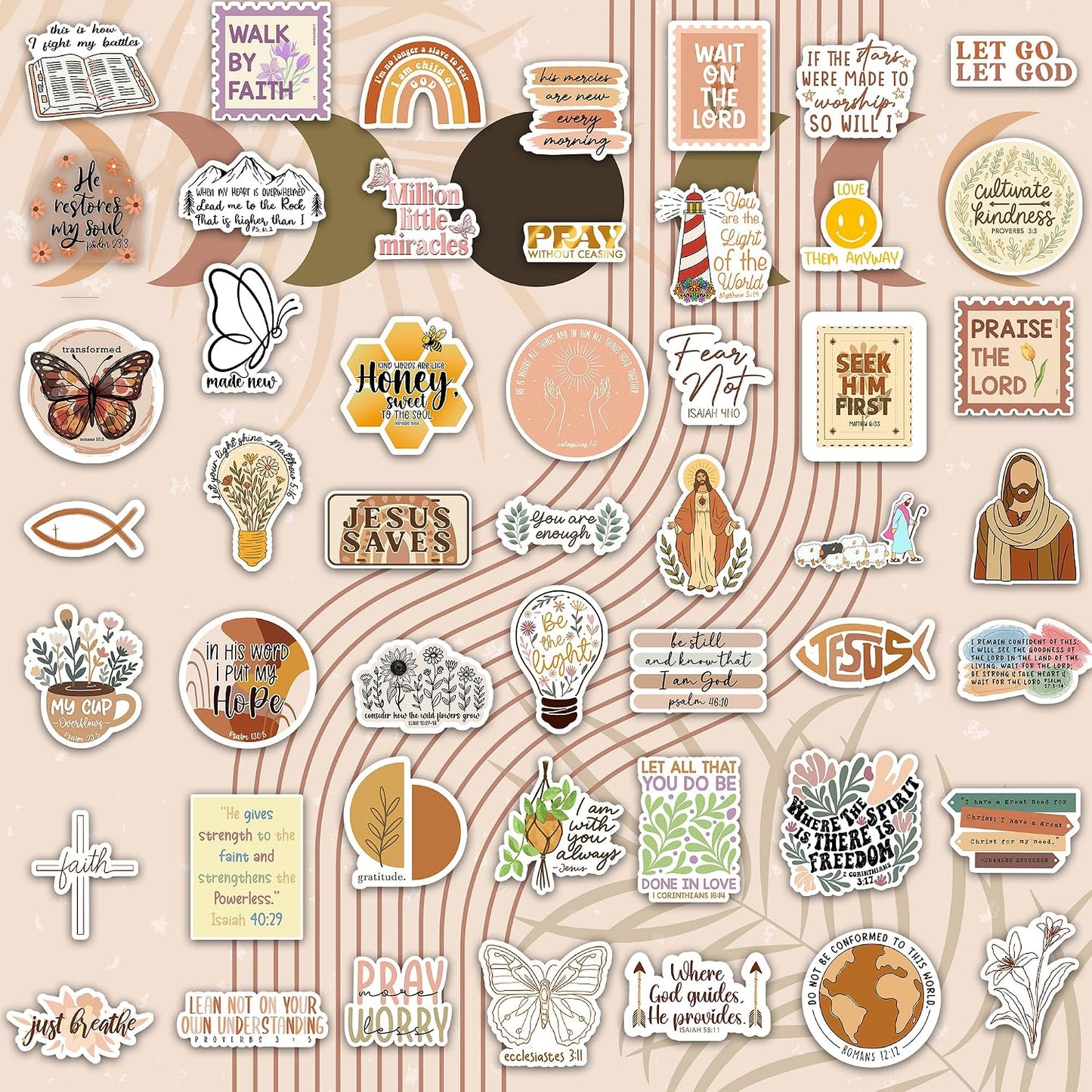 160pcs Boho Christian Stickers by Puraesla - Inspirational Bible Verse Stickers, Waterproof Vinyl Faith & Jesus Decals for Journaling Bibles Water Bottle Scrapbook Laptop Gifts for Kids