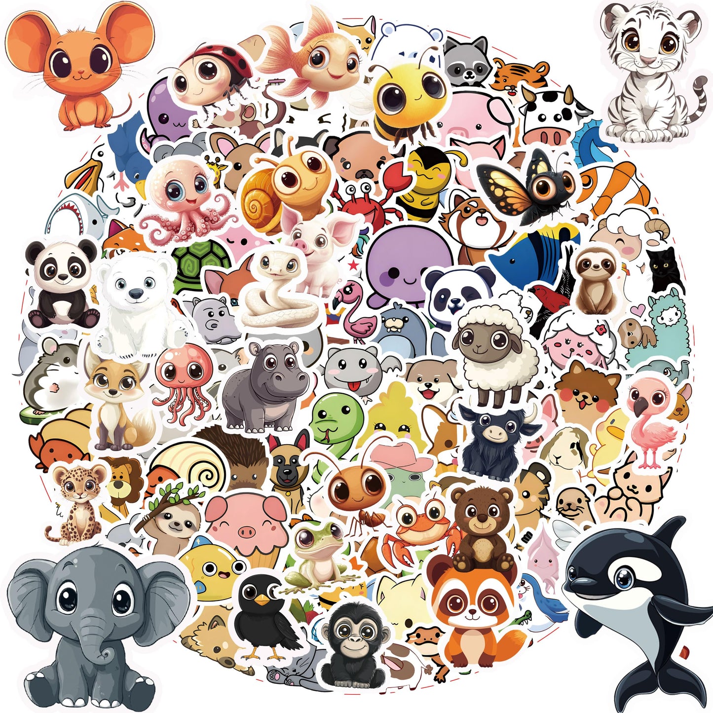 110PCS Non-Repeating Animal Pumpkin Theme Stickers