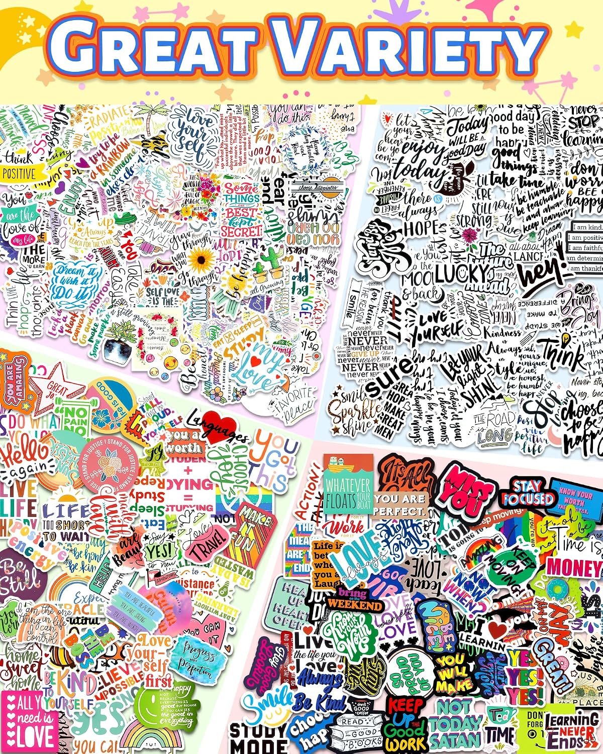 300 PCS Inspirational Stickers for Adults, Motivational Scrapbook Supplies