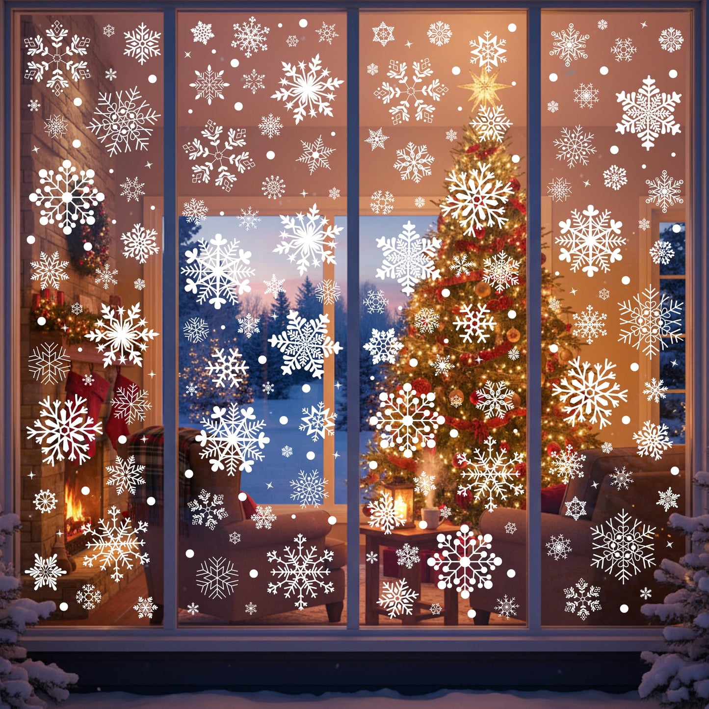 Snowflake Window Clings, Christmas Winter Window Decor