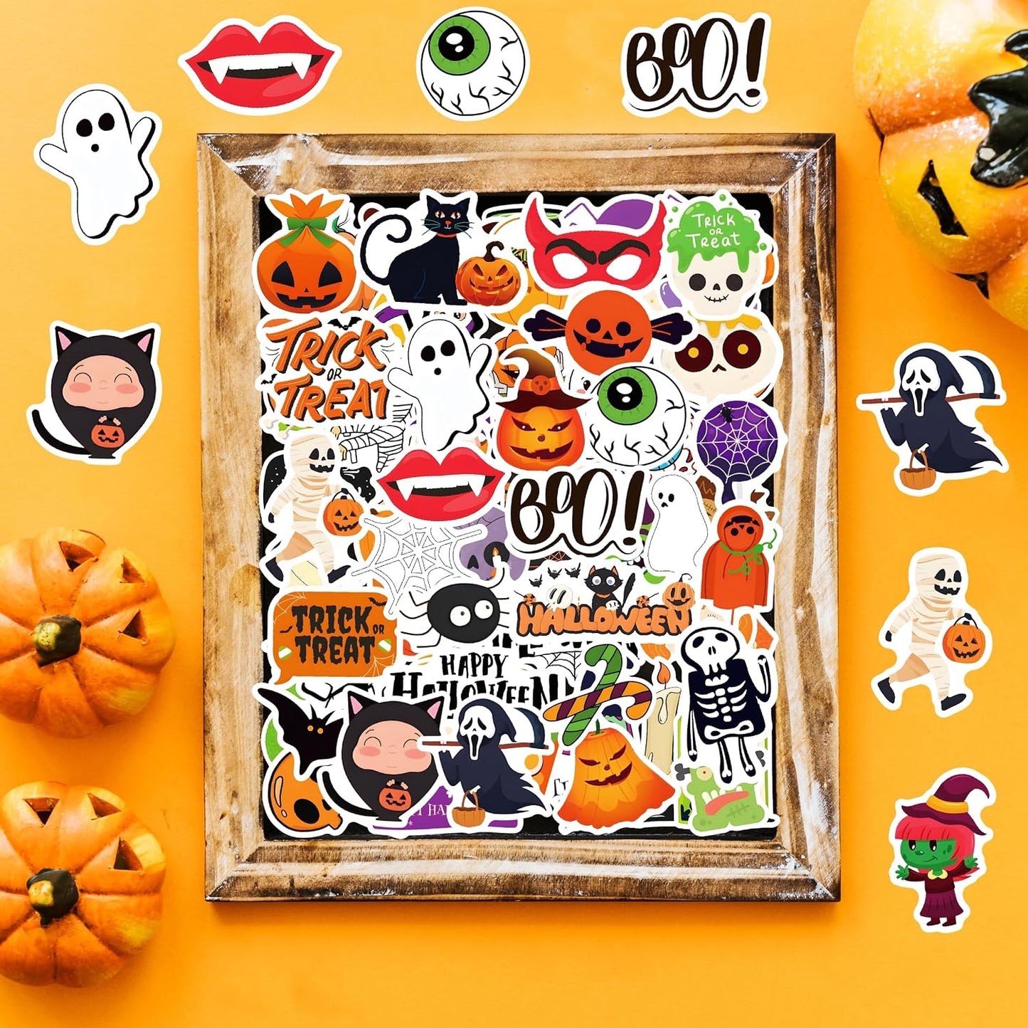 300Pcs Halloween Stickers for Kids Teens Adults, Waterproof Non-Repeating Vinyl Bulk Halloween Pumpkin Stickers for Holiday Party Favors Classroom Crafts Gifts Prizes Decorations