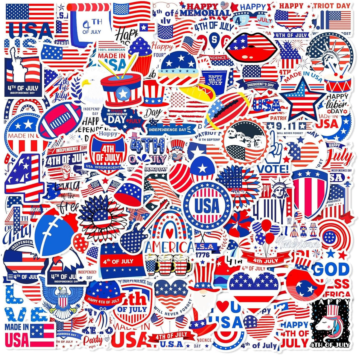 100 Non-Repeating Glitter Christmas Stickers, Assorted Vinyl Waterproof Holographic Winter Holiday Stickers for Christmas Decorations Envelopes Cards Sealing Craft Party Favors