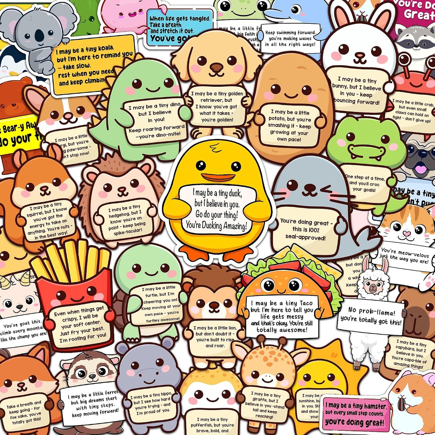 50PCS Emotional Support Animal Stickers by Puraesla– Affirmation Sticker Pack for Adults or Kids Cute Inspirational Buddies for Water Bottles, Laptops, Phones, Positive Quote Vinyl