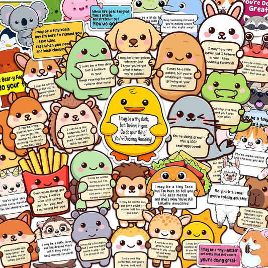50PCS Emotional Support Animal Stickers by Puraesla– Affirmation Sticker Pack for Adults or Kids Cute Inspirational Buddies for Water Bottles, Laptops, Phones, Positive Quote Vinyl
