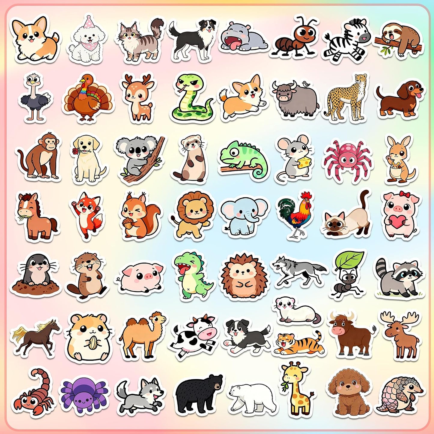 110Pcs Animal Stickers for Kids, Cute Waterproof Vinyl Animal Stickers