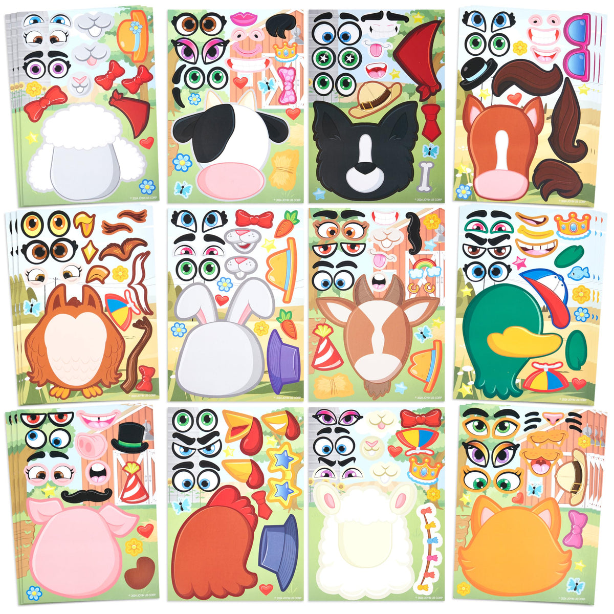 JOYIN 36 Pcs 9"x6" Summer Make a face Stickers for Kids, Make Your Own Hawaii Pool Beach Sticker Sheets, Luau Craft Party Decor, Summer Holiday Party Favors Kids Crafts, Goodie Bags Stuffers
