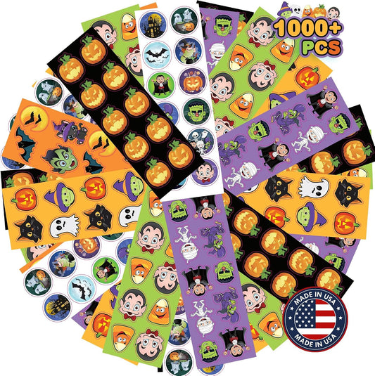 ArtCreativity 1000+ Assorted Halloween Stickers for Kids, 100 Bulk Stickers Sheets, Made in USA, Great for Halloween Party Favors, Treats, Décor, Goodie Bags, Great Gift for Kids
