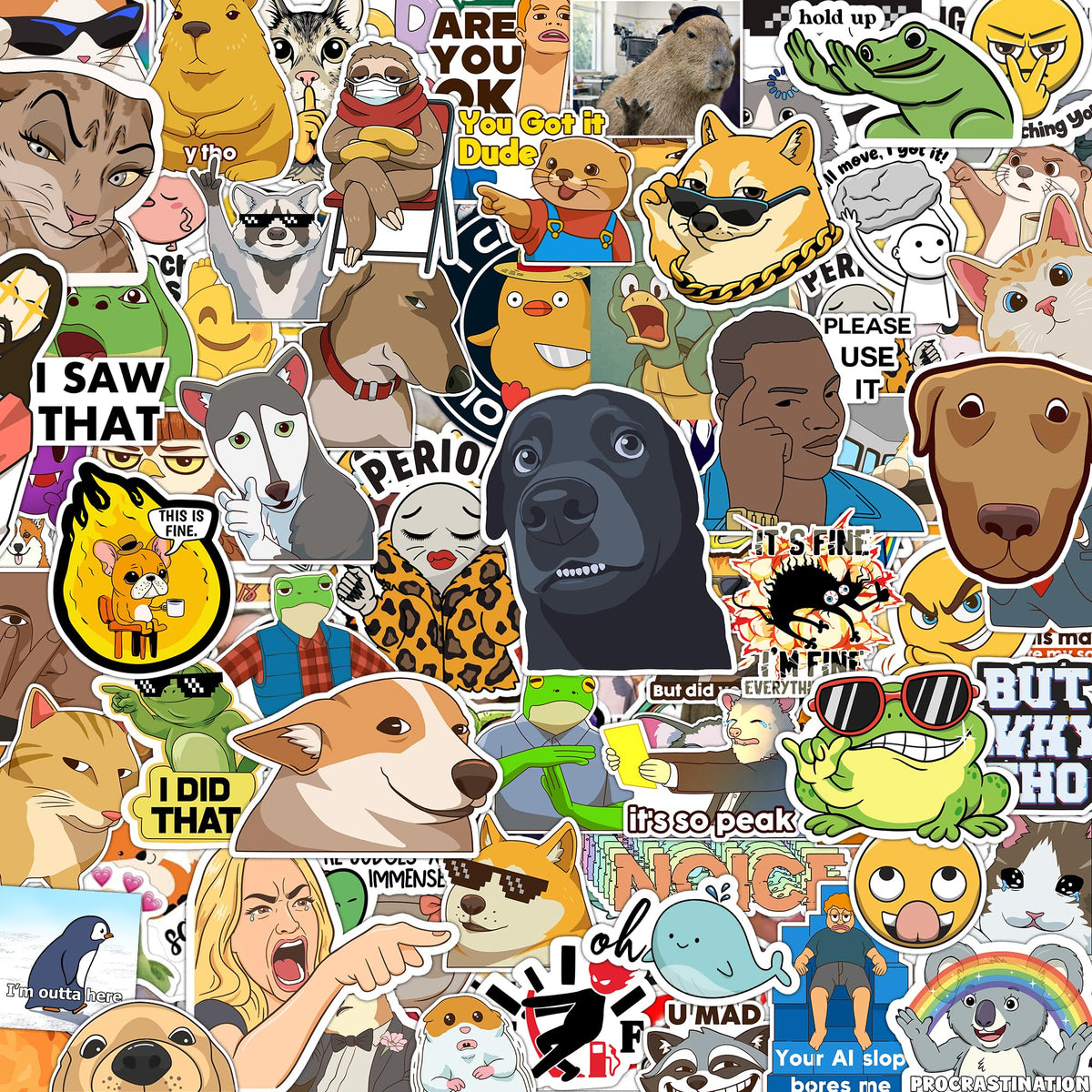 306pcs Funny Meme Vinyl Stickers Pack, Large Bulk Sticker for Laptop, Phone, Water Bottles, Computer Cars... Vine Sticker Decal DIY Décor for Bumper Accesory