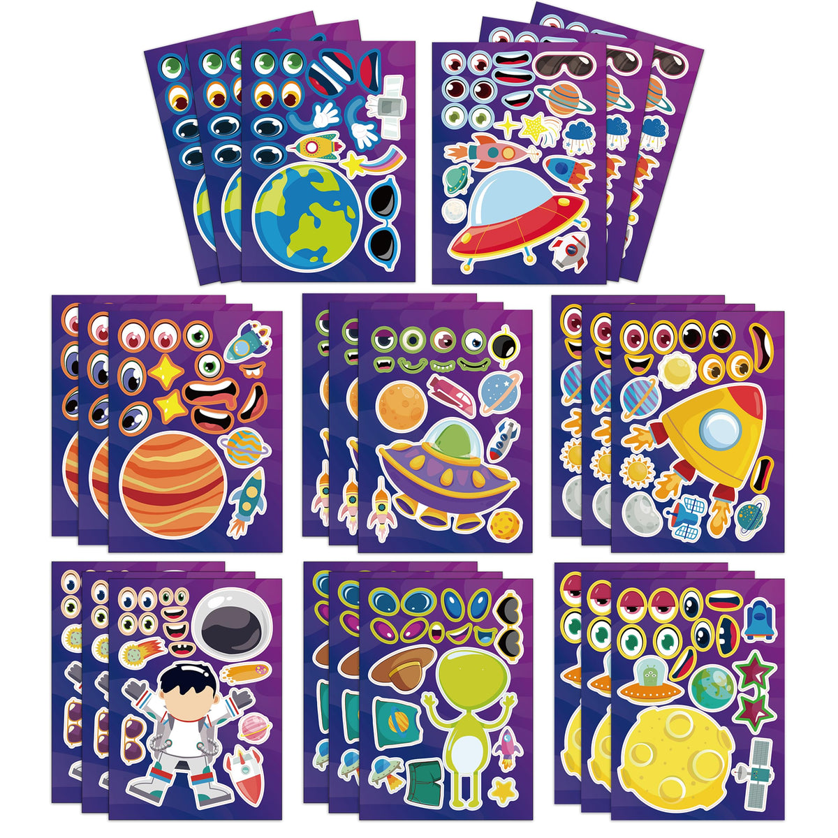 24 Sheets Ocean Animal Make a Face Stickers for Kids Party Favors