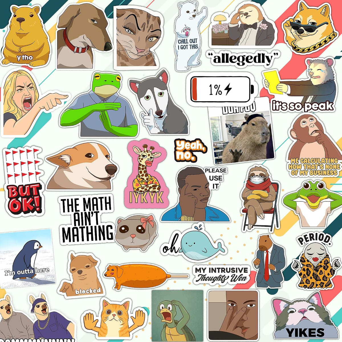 306pcs Funny Meme Vinyl Stickers Pack, Large Bulk Sticker for Laptop, Phone, Water Bottles, Computer Cars... Vine Sticker Decal DIY Décor for Bumper Accesory