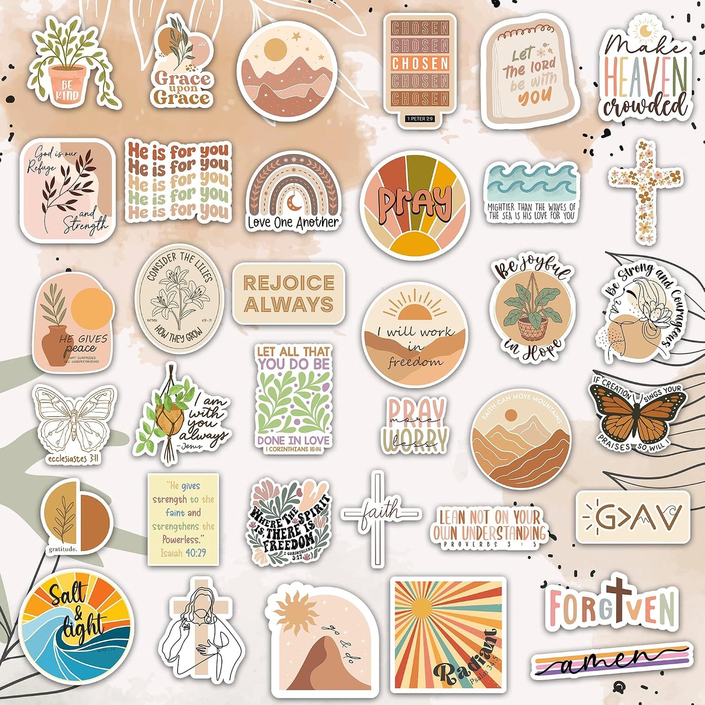 160pcs Boho Christian Stickers by Puraesla - Inspirational Bible Verse Stickers, Waterproof Vinyl Faith & Jesus Decals for Journaling Bibles Water Bottle Scrapbook Laptop Gifts for Kids
