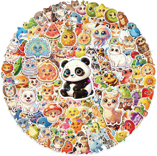 200PCS Cute Big Eye Stickers for Kids, Waterproof Kawaii Mixed All Big Eye Animal Plant and Food Vinyl Scrapbook Stickers for Water Bottle, Stationery, Luggage, Kids Party Essentials
