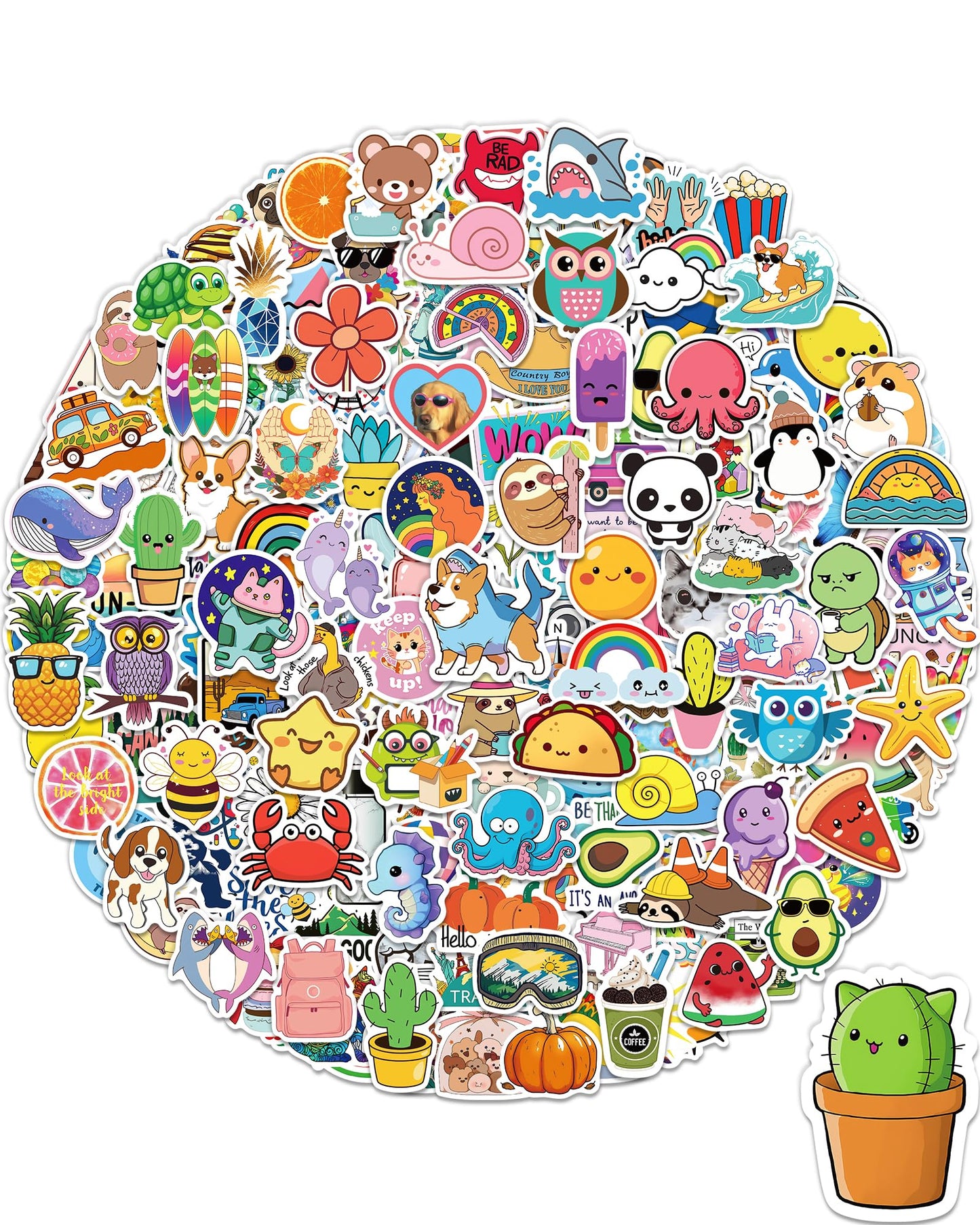 300 Pcs/Pack Water Bottle Stickers for Kids, Cute Vinyl Waterproof Stickers