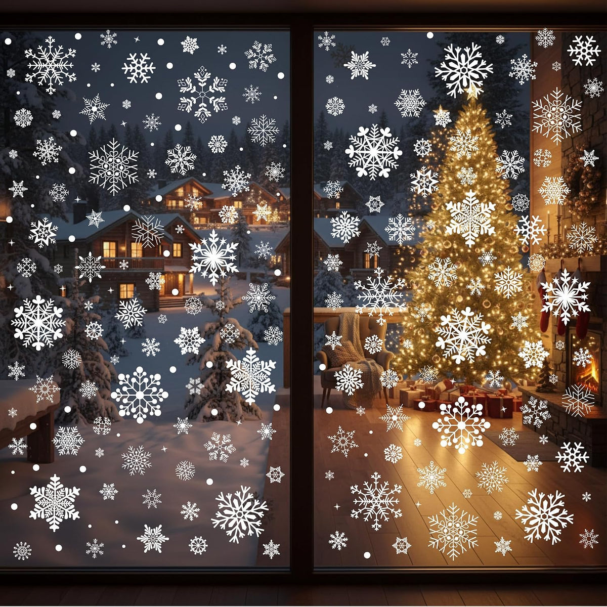 Snowflake Window Clings, Christmas Winter Window Decor