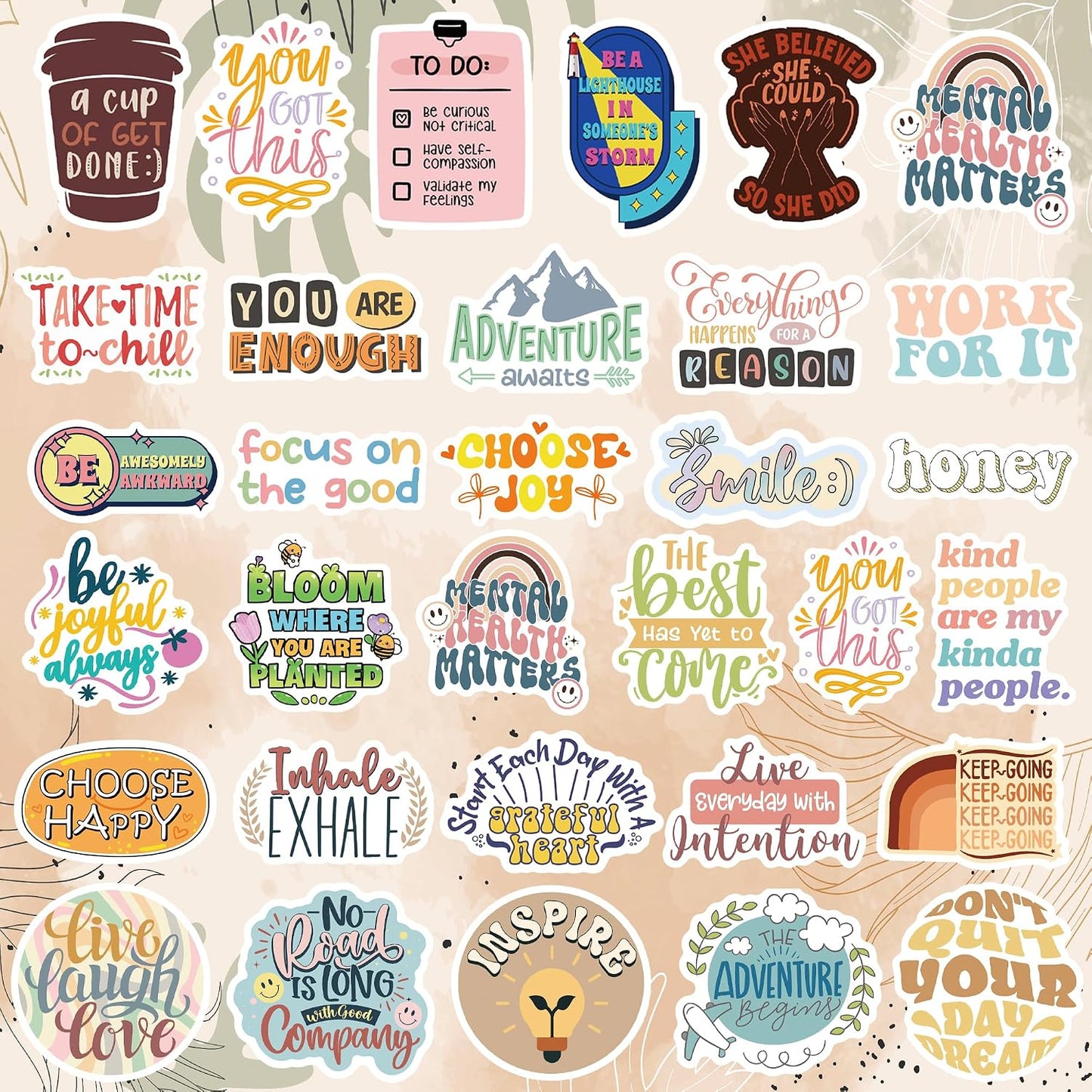 300PCS Motivational Stickers for Vision Board by Puraesla Water Bottles Laptops, Inspirational Quote Waterproof Vinyl for Journals Cups, Affirmation Boho Stickers for Women Holographic