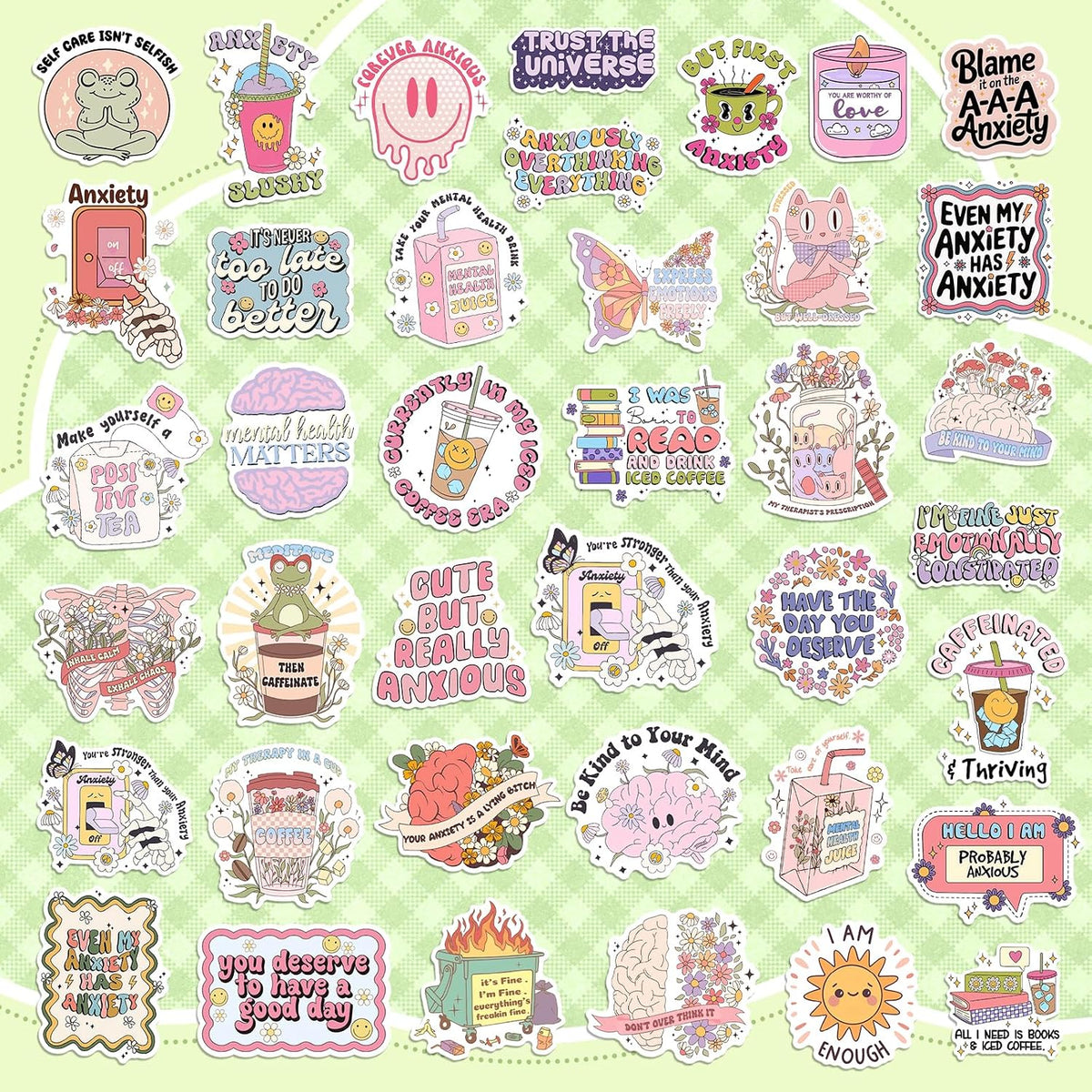 300 PCS Mental Health Stickers, Vinyl Therapy Stickers for Mental Health Journal, Positive Quote Decals for Adult, Therapist Gifts, Journals, Laptops, Water Bottles