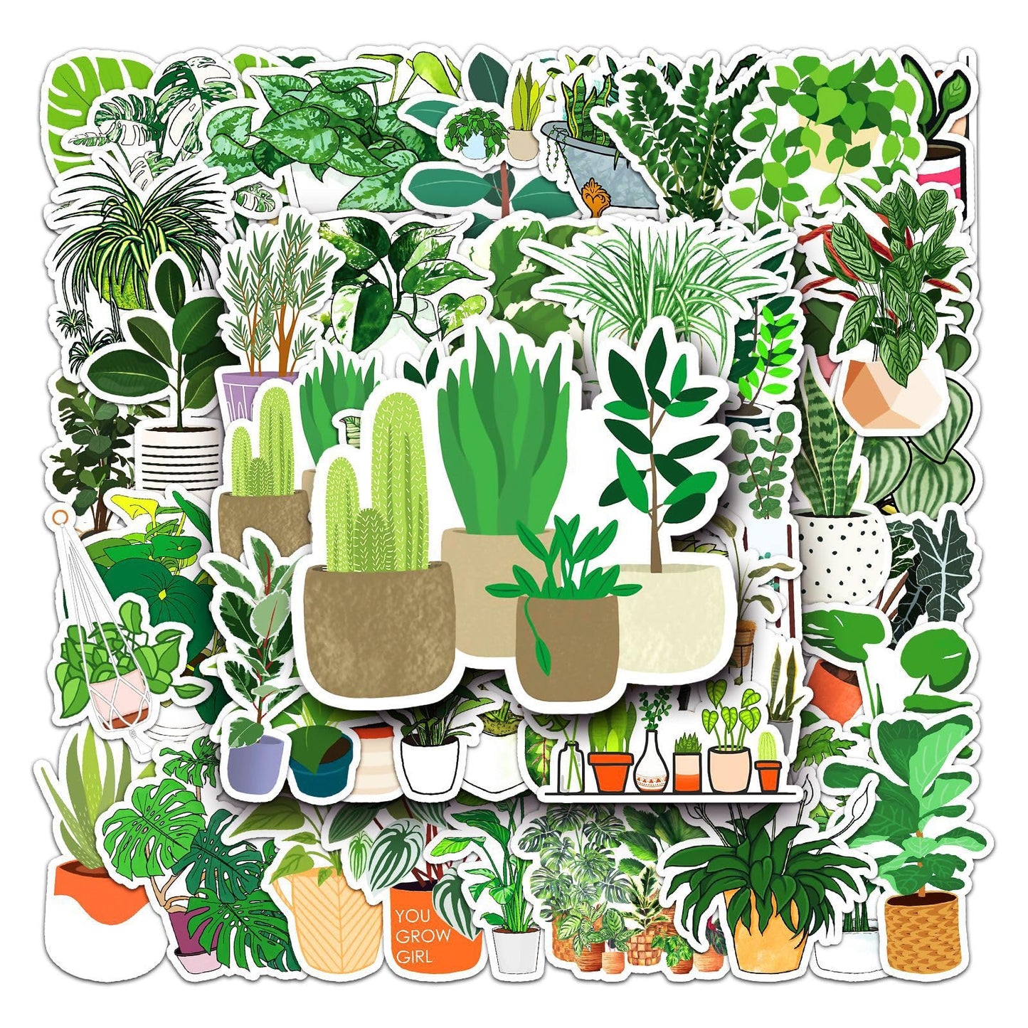 50Pcs Plant Stickers Pack, Waterproof Vinyl Funny Plant Quote Stickers for Garden Lovers Teens Adults, No‑Residue Decals for Journaling Scrapbooking Water Bottle Laptop Phone Case Luggage Decor