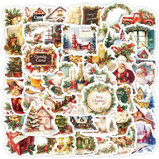 50 Pcs Christmas Theme Stickers,Xmas Holiday Party Stickers(01)