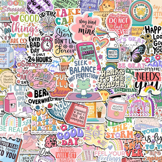 300 PCS Mental Health Stickers, Vinyl Therapy Stickers for Mental Health Journal, Positive Quote Decals for Adult, Therapist Gifts, Journals, Laptops, Water Bottles