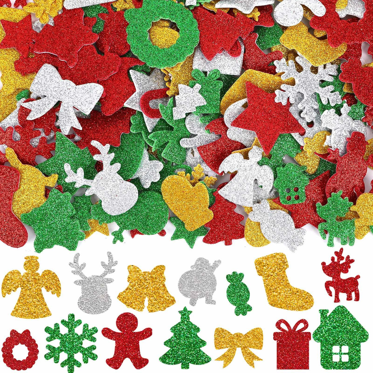 JULBEAR 300Pcs Fall Leaf Foam Stickers for Kids Autumn Thanksgiving Crafts