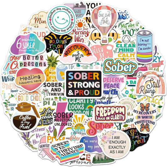 200 PCS Sober Stickers, Recovery Decals for Women Adults Men Teens