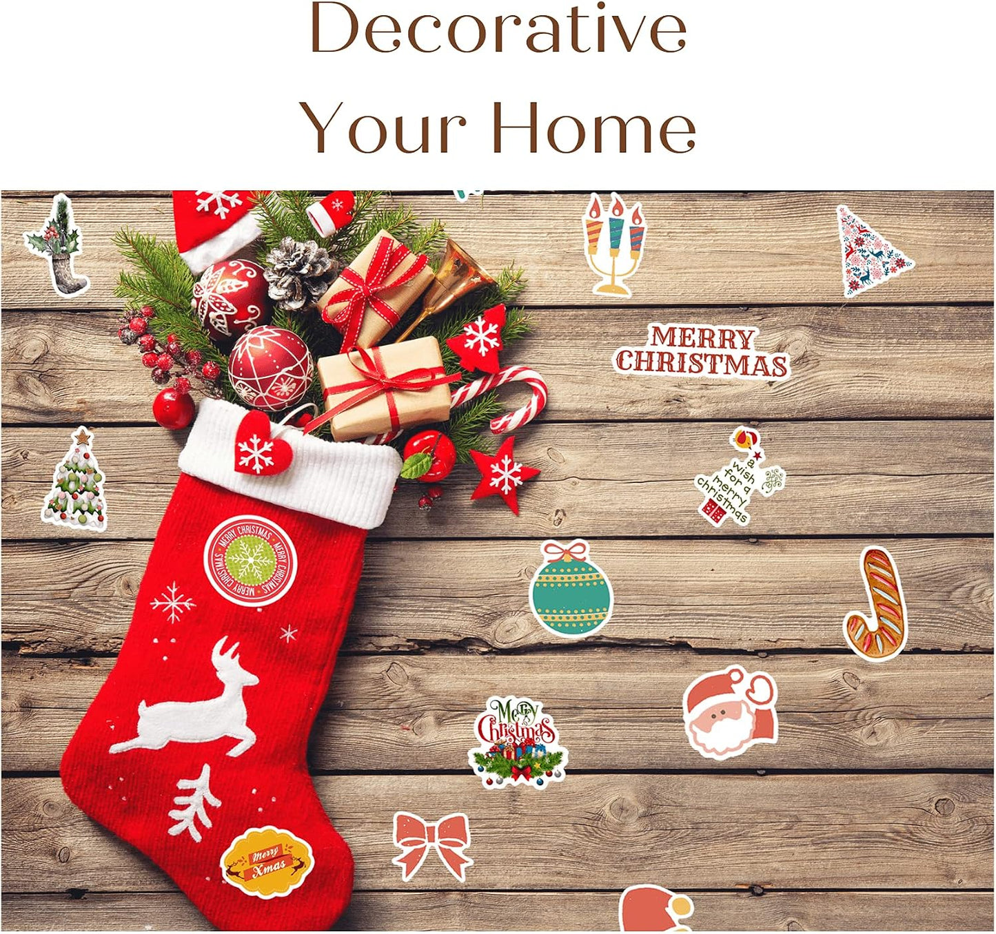 100PCS Christmas Theme Stickers, Vinyl Waterproof Holiday Stickers for Kids
