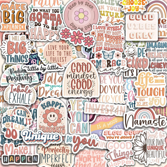 300PCS Motivational Stickers for Vision Board by Puraesla Water Bottles Laptops, Inspirational Quote Waterproof Vinyl for Journals Cups, Affirmation Boho Stickers for Women Holographic