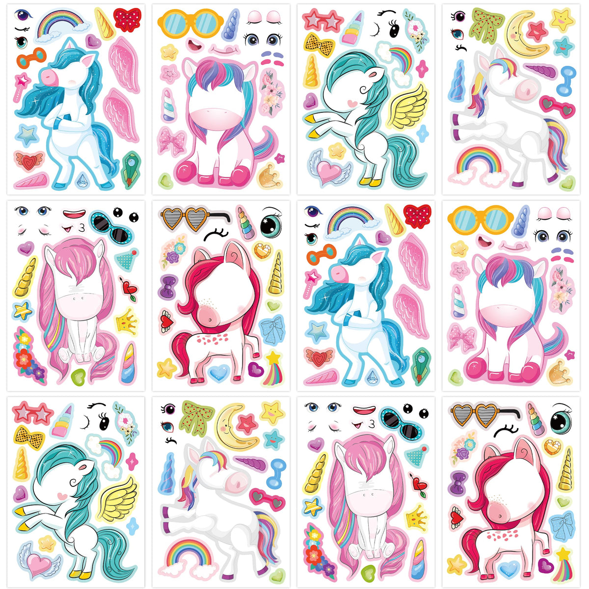 24 Sheets Ocean Animal Make a Face Stickers for Kids Party Favors