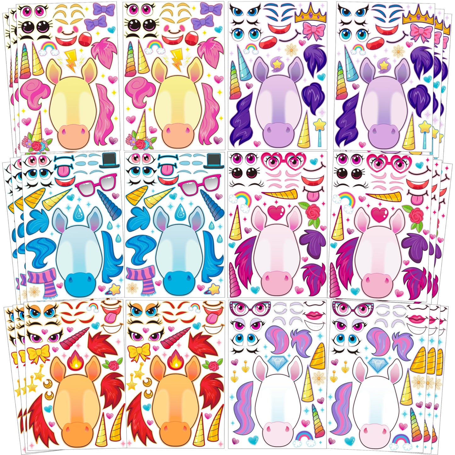 JOYIN 36 Pcs 9"x6" Summer Make a face Stickers for Kids, Make Your Own Hawaii Pool Beach Sticker Sheets, Luau Craft Party Decor, Summer Holiday Party Favors Kids Crafts, Goodie Bags Stuffers